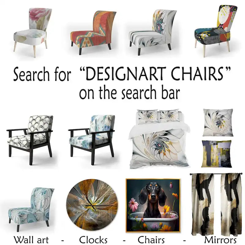 Multicolor Trendy Geometric  Upholstered Patterned Accent Chair and Arm Chair
