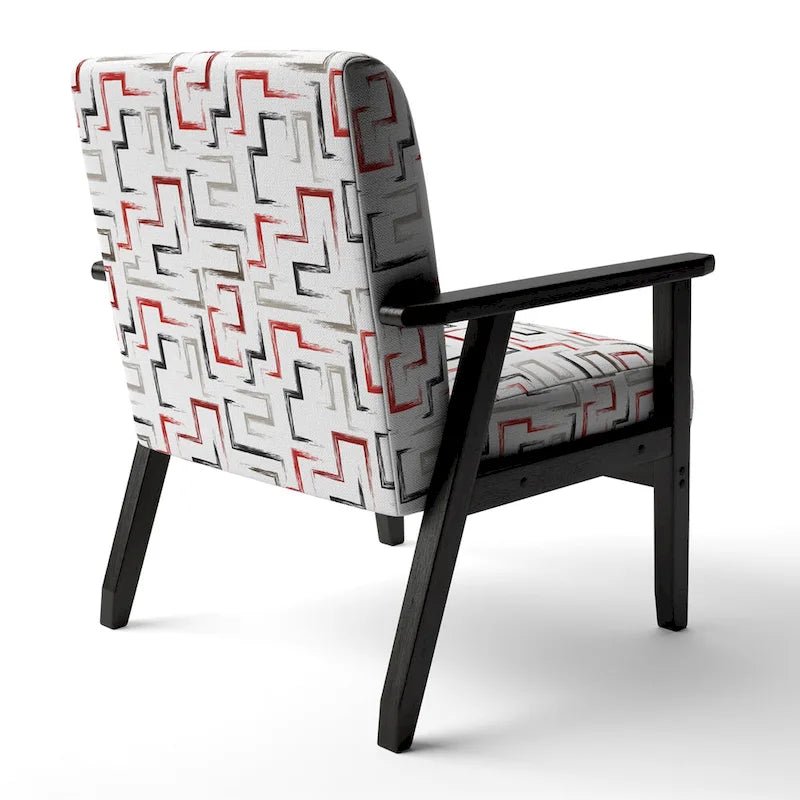 Multicolor Trendy Geometric  Upholstered Patterned Accent Chair and Arm Chair