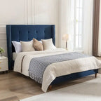 54 High Headboard Upholstered Queen/King Bed (No Box Spring Needed)