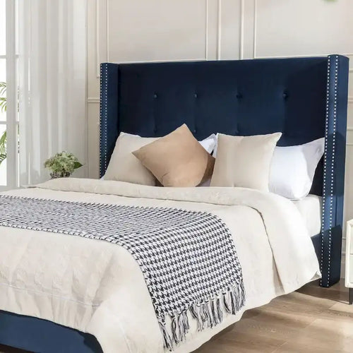 54 High Headboard Upholstered Queen/King Bed (No Box Spring Needed)