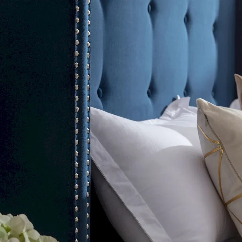 54 High Headboard Upholstered Queen/King Bed (No Box Spring Needed)