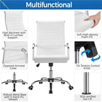 Modern Faux Leather Office Desk Chair with Metal Base - N/A