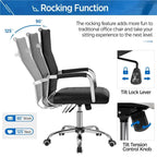 Modern Faux Leather Office Desk Chair with Metal Base - N/A